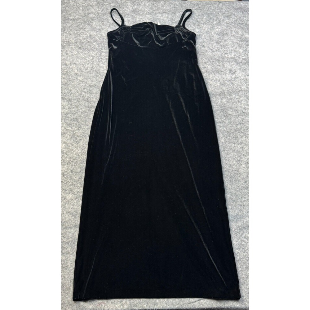 VTG Y2K Social Circles Velvet Maxi Dress Set Women 16 Black 2 Piece Bolero Slit